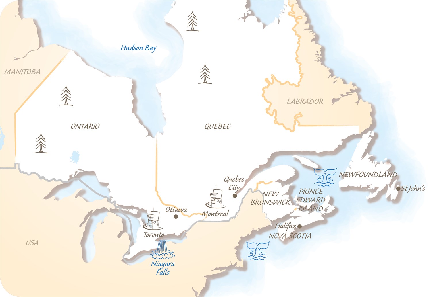 Eastern Canada map