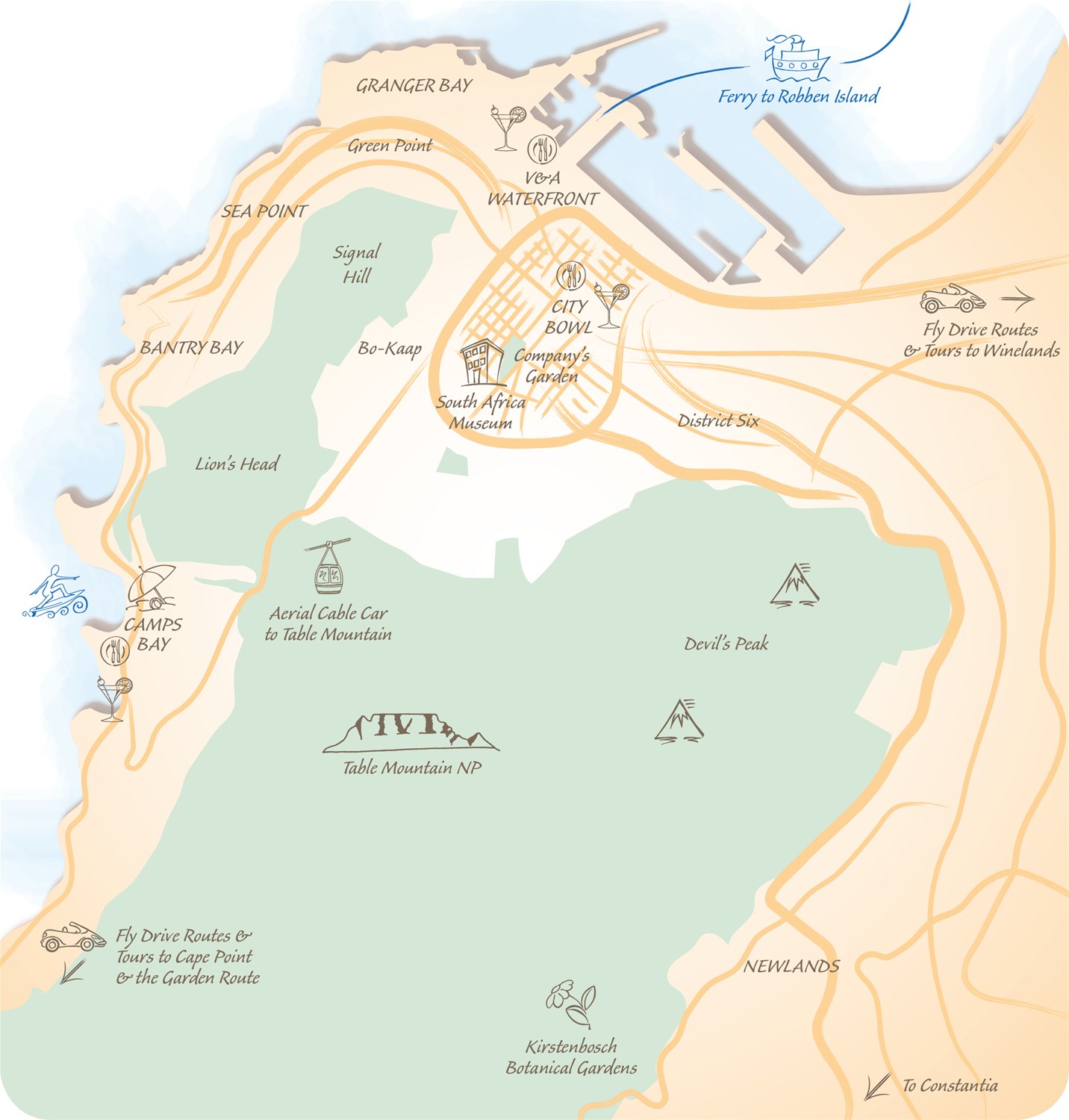 Cape Town holiday highlights map