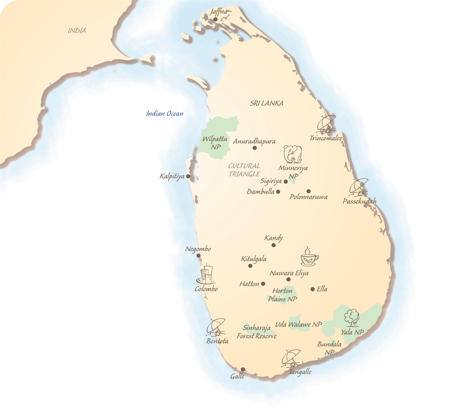 Sri Lanka Holiday & Sri Lanka Tour Highlights Map