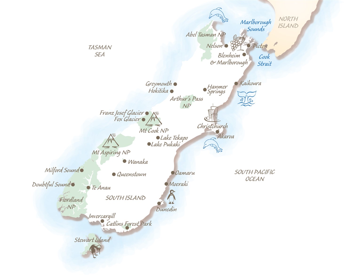 South Island map