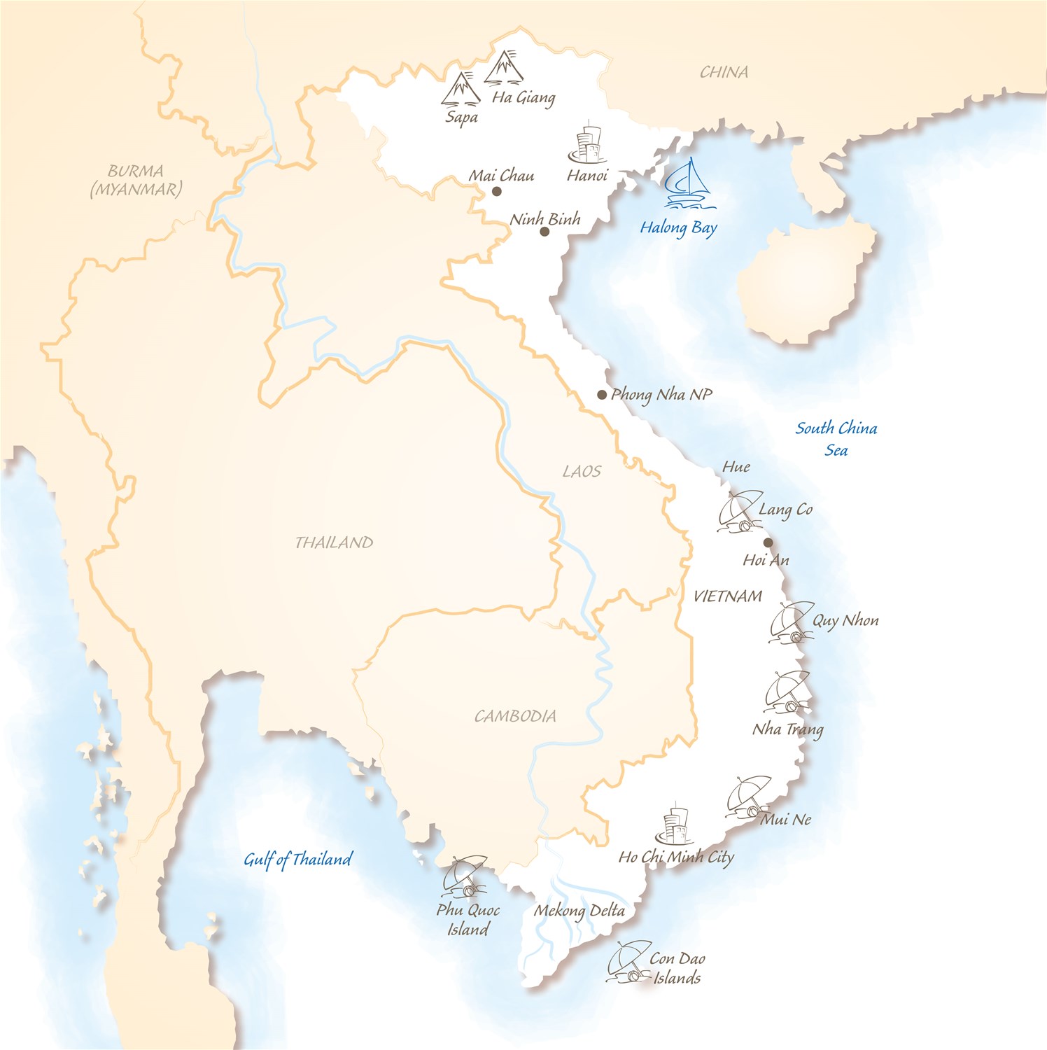 Vietnam Holiday Highlights Map