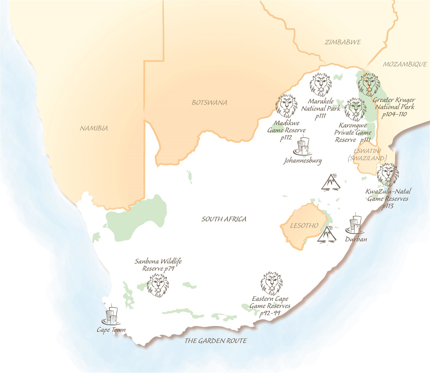 South Africa Safaris map