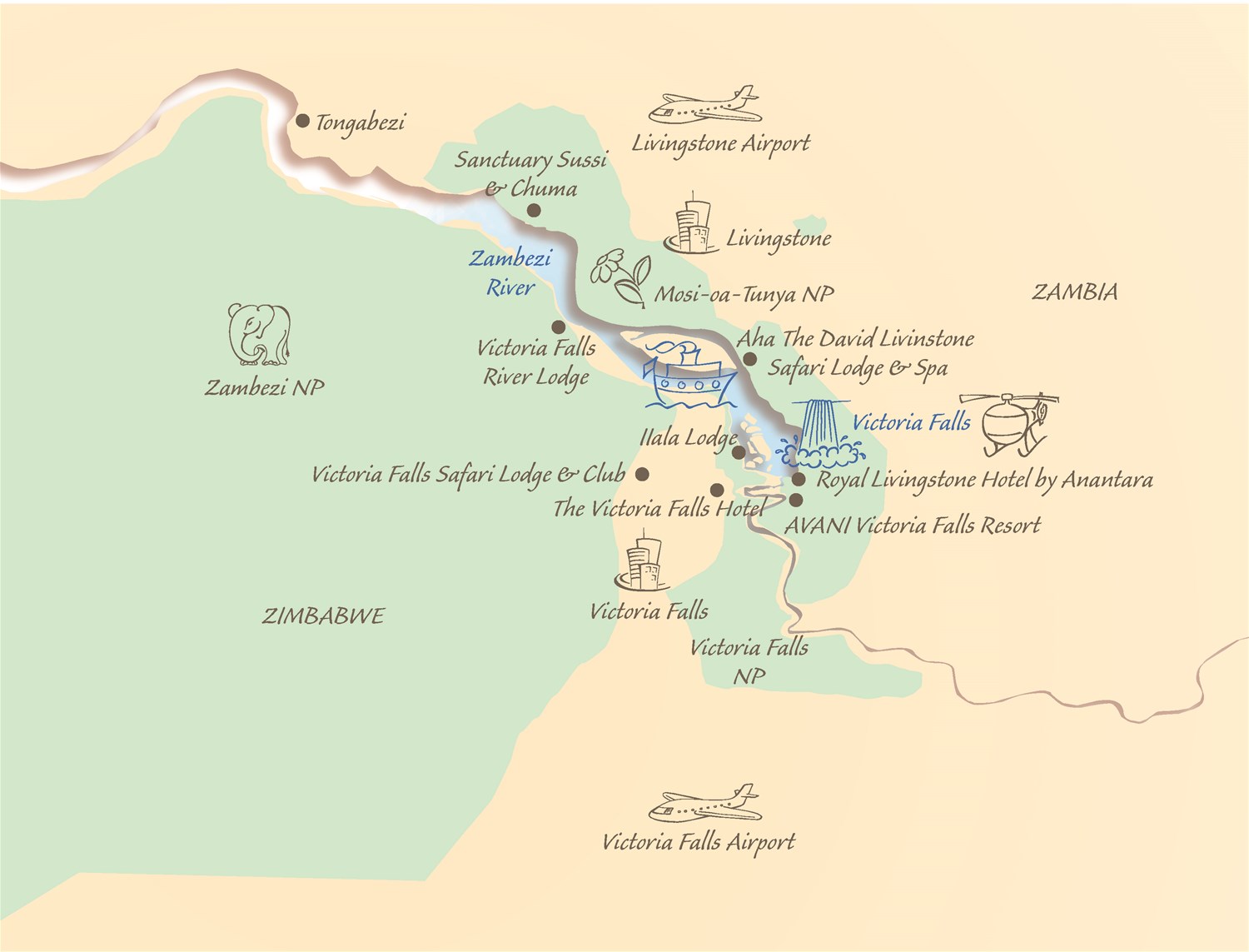 Victoria Falls map