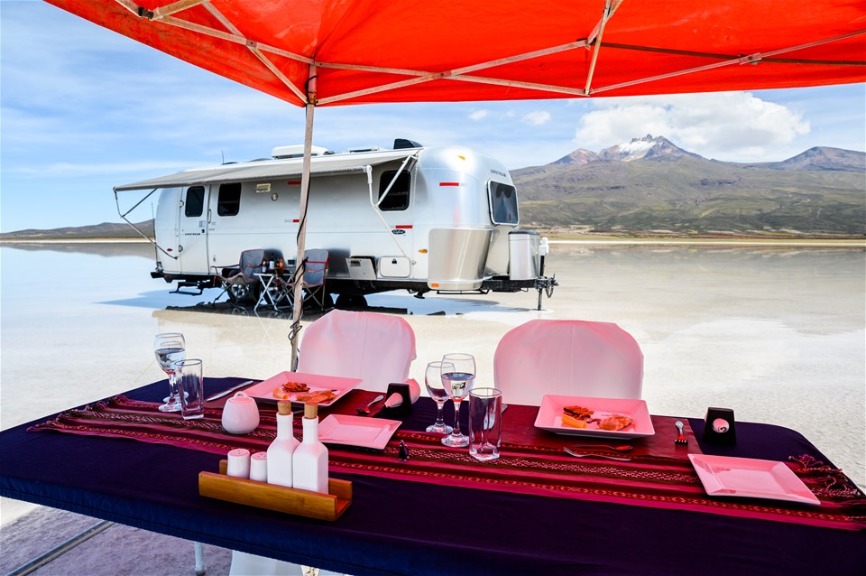 Gourmet lunch on the Uyuni Salt Flats