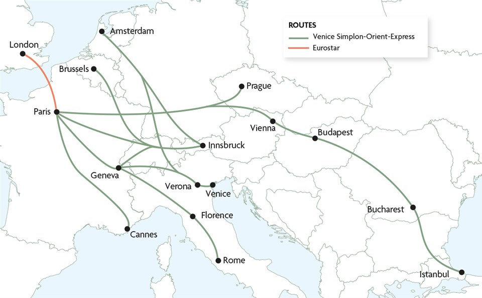 Venice Simplon-Orient-Express route map