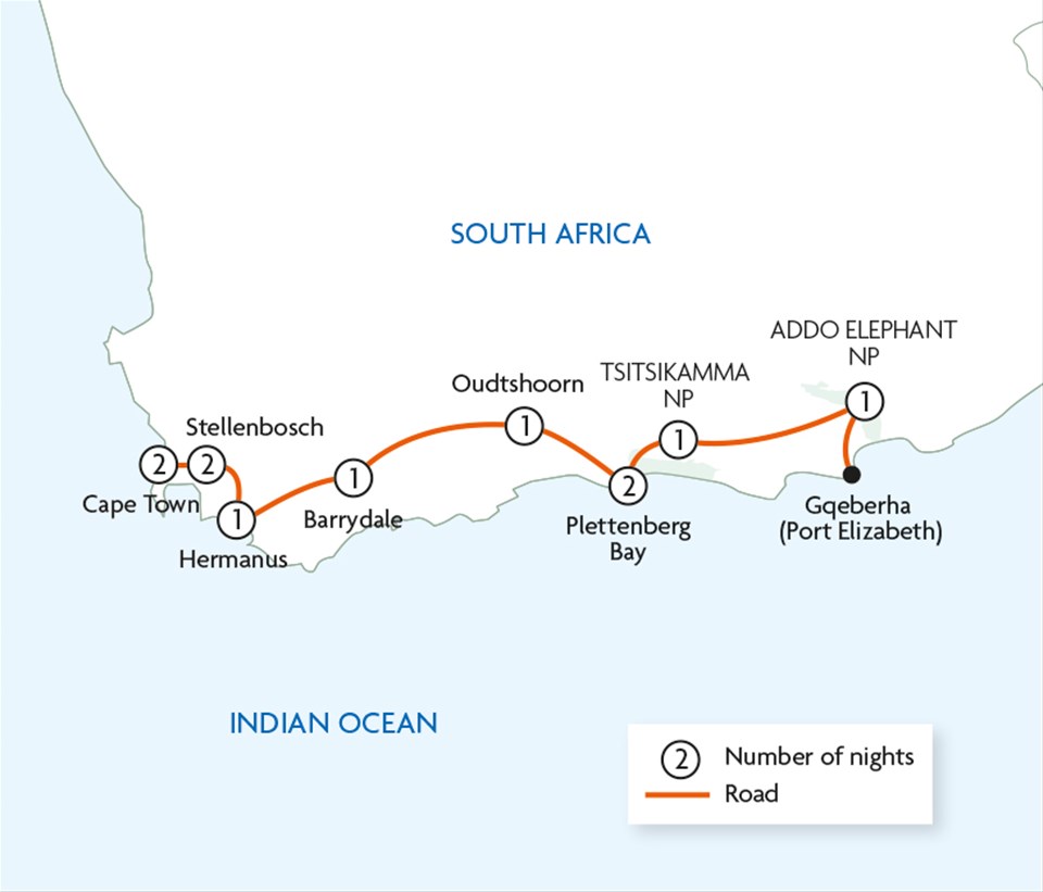 Map South Africa Garden Route Garden Route Jumbo Tours